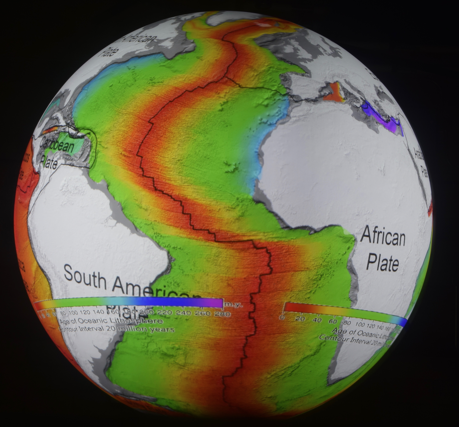 Tectonic Plates under Atlantic Ocean