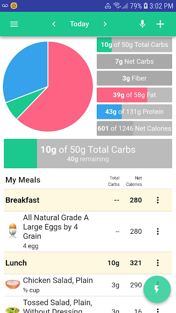 The carb manager app helped NC Blogger Leigh Powell Hines track what she was eating daily.