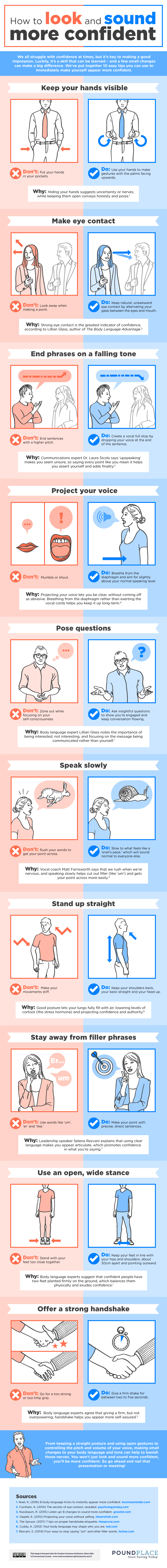 How To Look And Sound More Confident - infographic