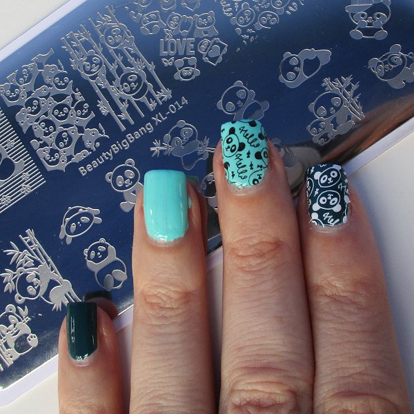 Panda Patter Rectangel Nails Stamping Plate Animal Series For Manicure BBXL-014