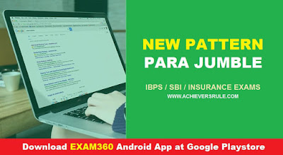 New Pattern English Quiz -Parajumble for IBPS PO Exams