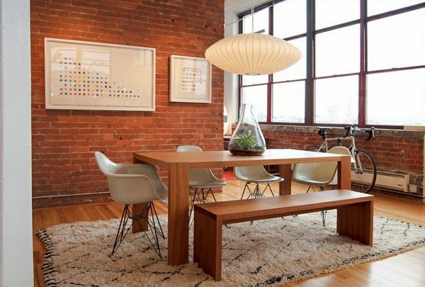 Large pendant lights in the dining room