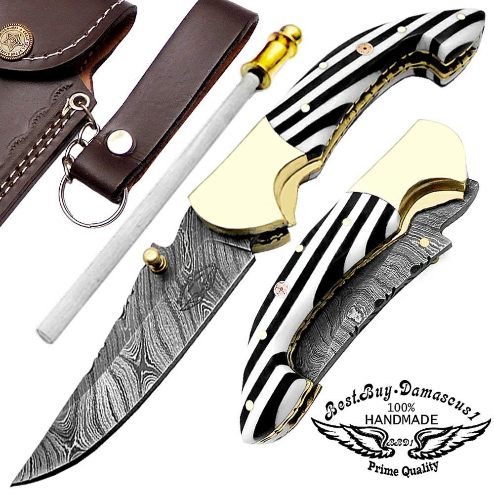 Custom Damascus Folding knives Multiple Uses of knife part 5