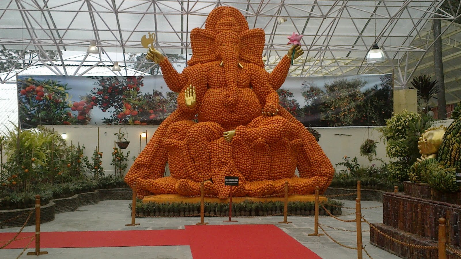 Lord Ganesh made of oranges