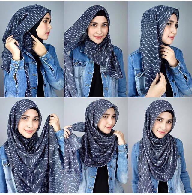 Cara memakai jilbab pashmina