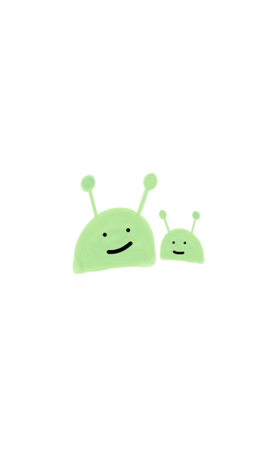 Cute Green Alien with Baby Happy Love