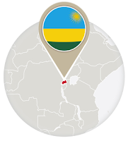 Rwandan flag and map