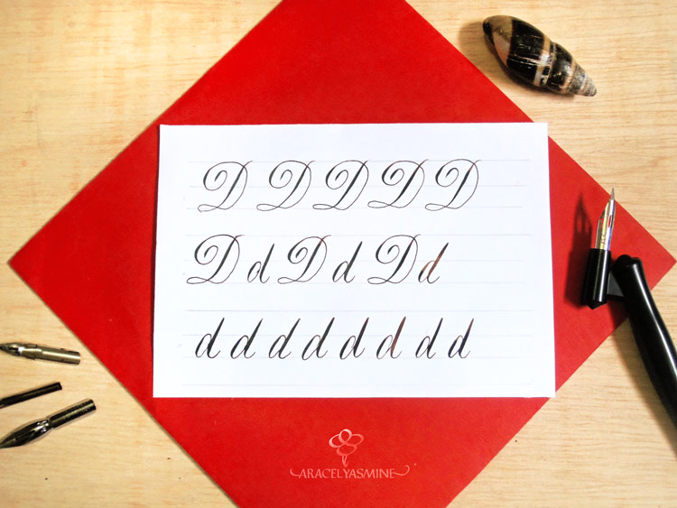 caligrafia copperplate como escribir letra d