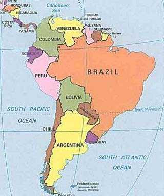 Fontes de Geografia Mapa Pol tico - Mapa America Sul1