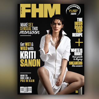 Kriti Sanon in a white Long Shirt on Cover Page of FHM India Magazine July 2017