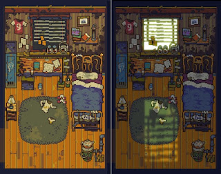 Eastward - a before/after picture showing the power of the 3D lighting engine in a bedroom!
