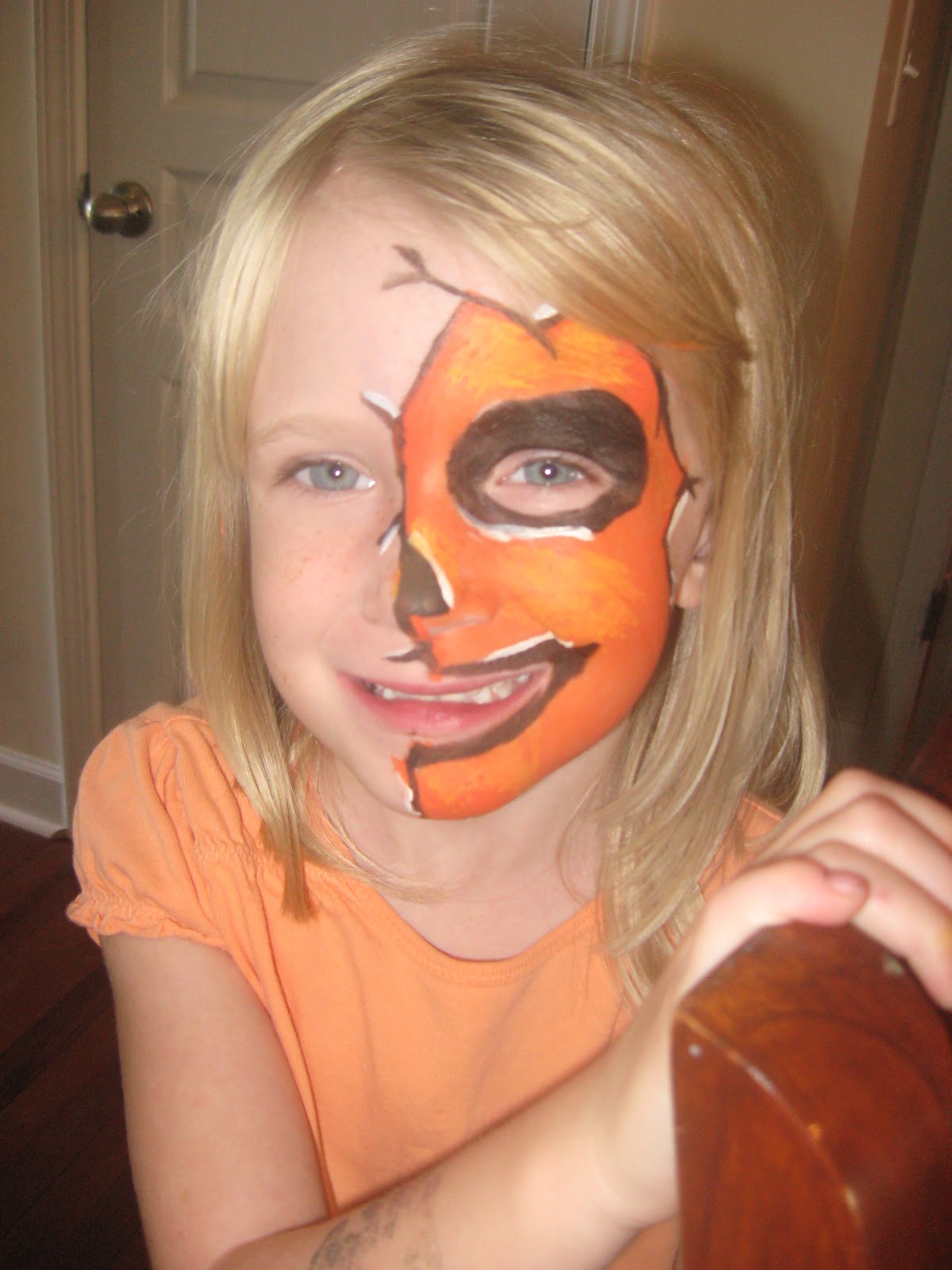 Pen to Ink Face Painting Pumpkin Mask