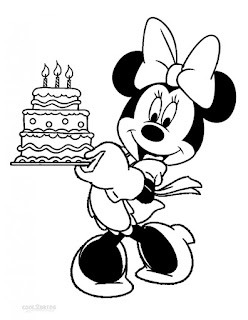 cake happy birthday minnie mouse coloring pages