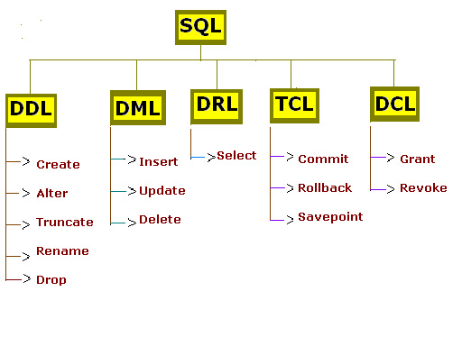 SQL的四種類型DDL/DML/DCL/TCL