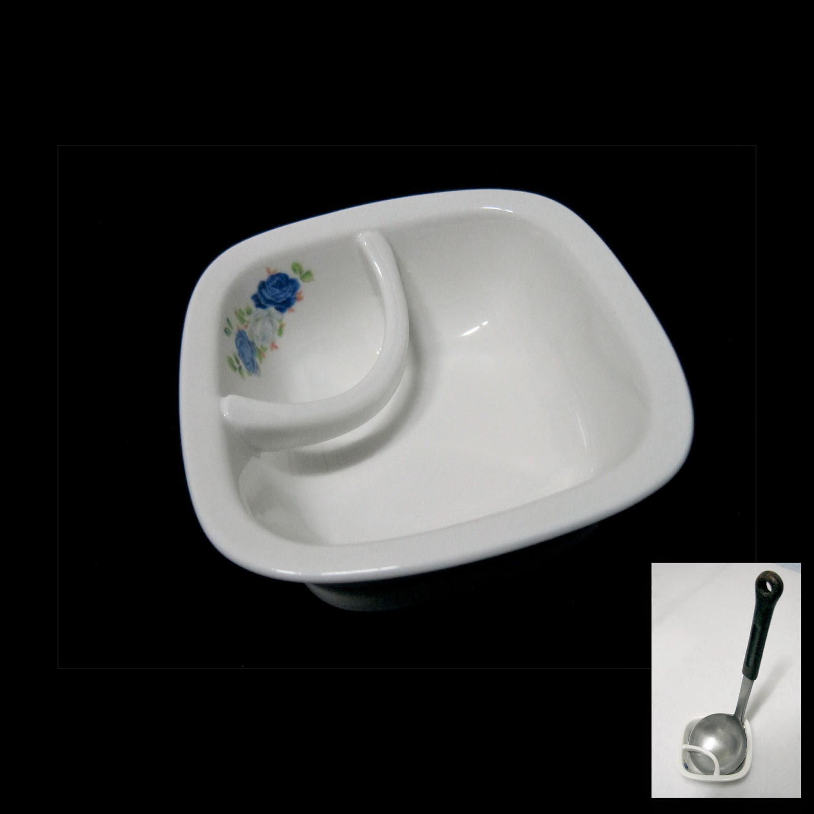 John Black Style's Korean Life Ceramic Rose Pattern Square Ladle Rest