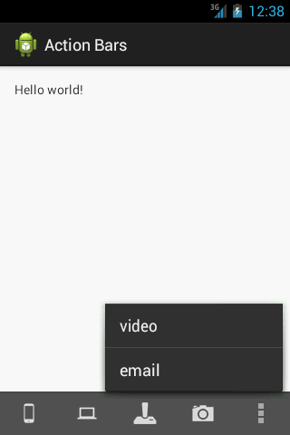 Dynamics of Android: Action Bar with OverFlow menu Button( three ...