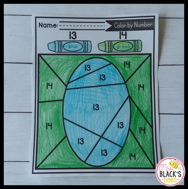 Mrs. Black's Bees Shapes Color by Number