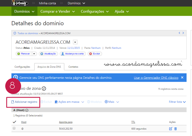 tutorial configurar domínio godaddy blogger