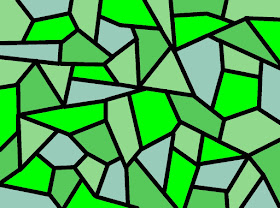 grünes Mosaik: reine Farbe zwischen trüben Tönen