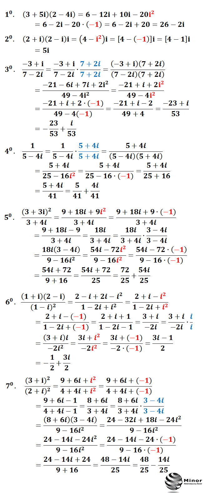 Działania Na Liczbach Klasa 6 Blog matematyczny Minor | Matematyka: Działania na liczbach zespolonych