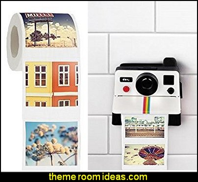 Polaroll Polaroid Camera Shaped Toilet Paper Roll Holder With Color Refill