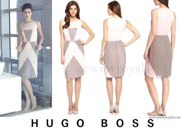 Princess Sofia wears Hugo Boss Divallery accordion pleat dress. newmyroyals