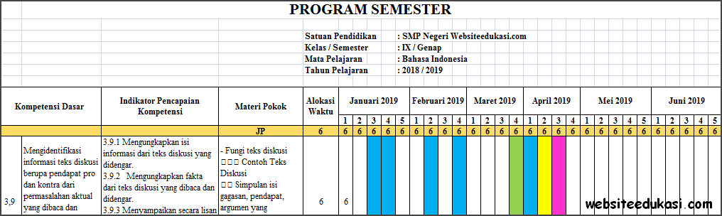 Promes Bahasa Indonesia Kelas 9 Semester 2 K13 Terbaru Websiteedukasi Com
