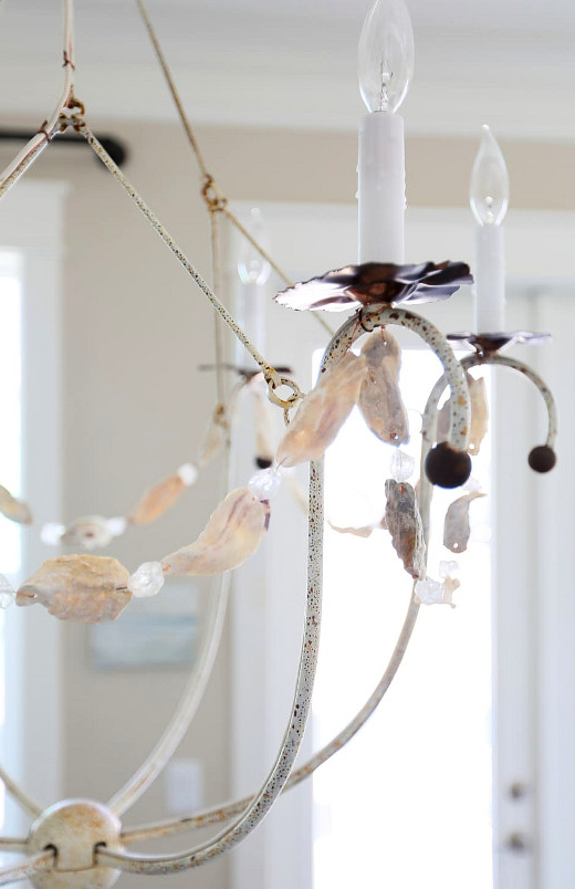 Chandelier Decorated with Oyster Shell Garland