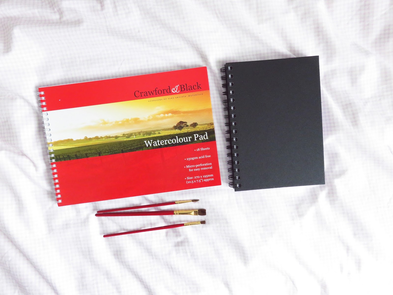 art supplies, watercolour pad, sketchbook,