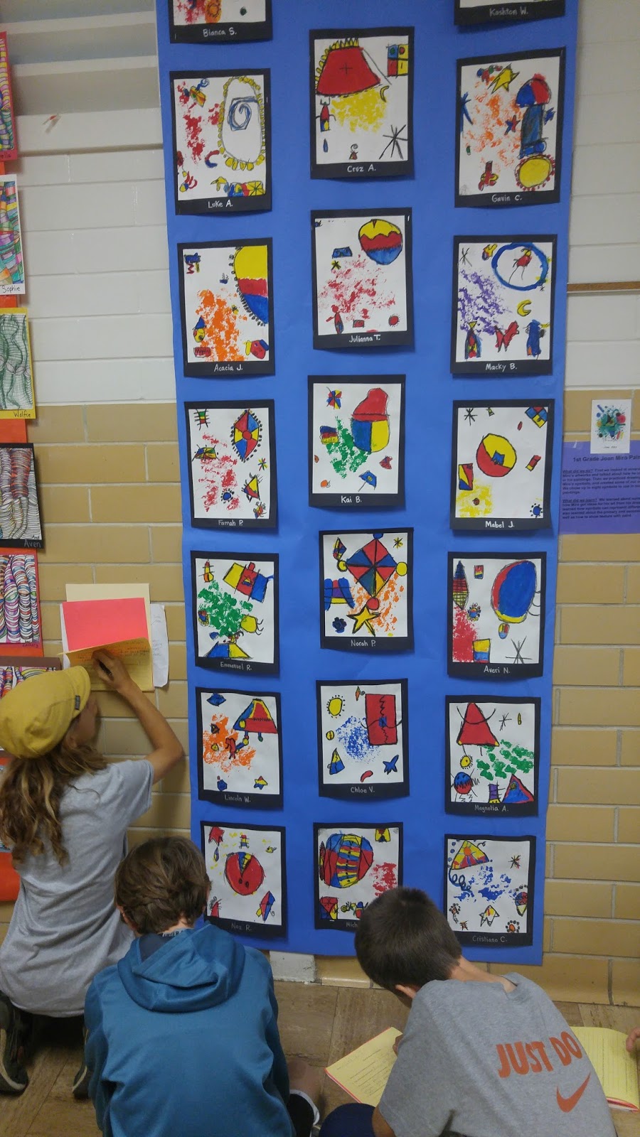 Zilker Elementary Art Class Art and Writing Evaluating Peer Artwork