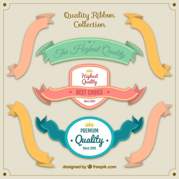 Cute quality vintage ribbon collection Free Vector