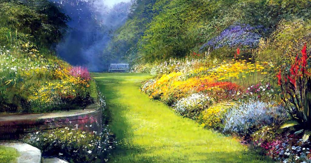 Mon jardin fleuri Peinture beau jardin peintre inconnu