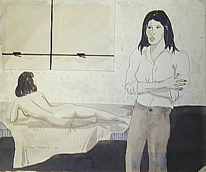 The Argument  c. 1970-1971, ink on paper, 16x20 inches  By F. Lennox Campello