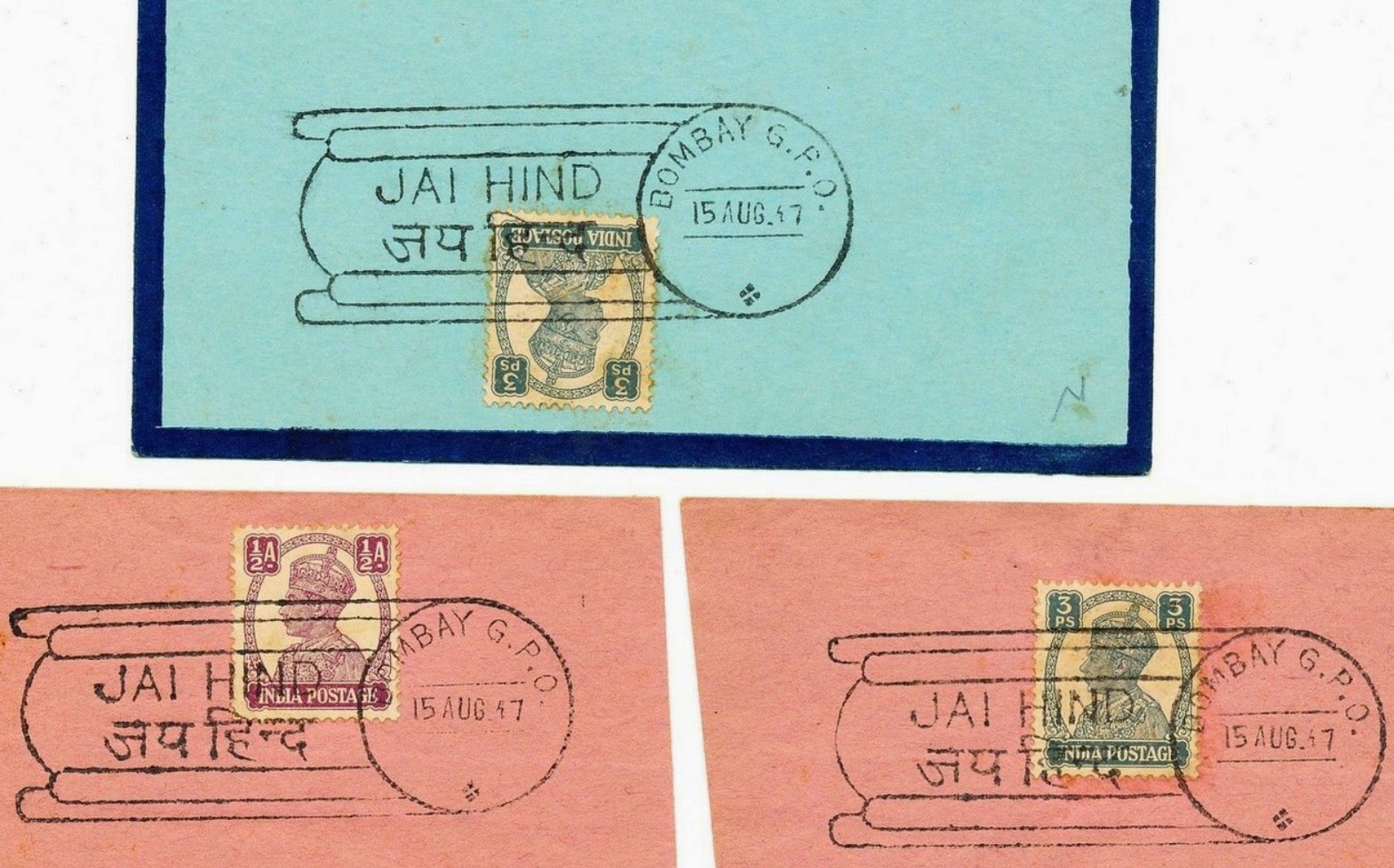 GANDHI STAMPS CLUB Jai Hind Cancellation on India Independence Day