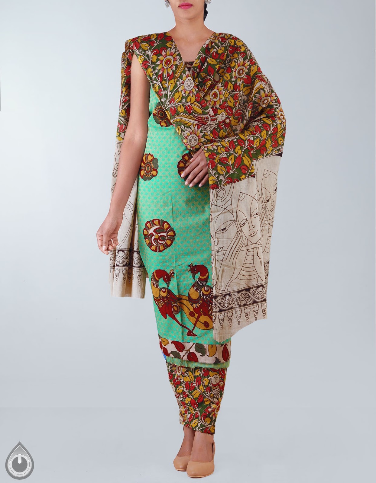 Cotton Dress Materials Online PURE HANDLOOM KALAMKARI APPLIQUE