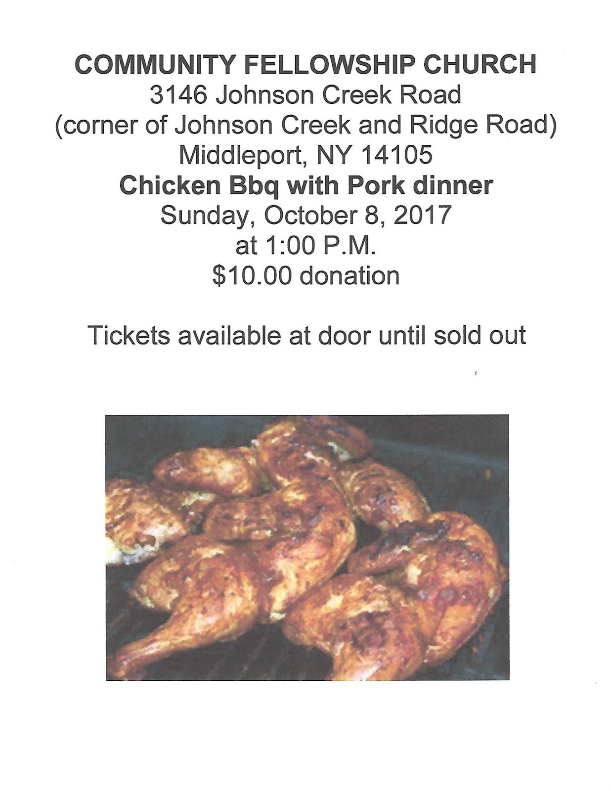 LIFE AND TIMES IN GASPORT, NEW YORK Chicken & pork BBQ in Johnson Creek