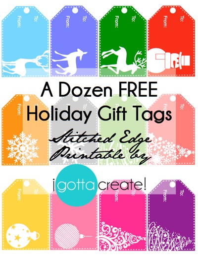 A Dozen FREE #Holiday Gift Tags ~ So Merry & Bright! | #Printable at I Gotta Create!