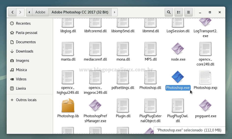 Clique no executável do Photoshop