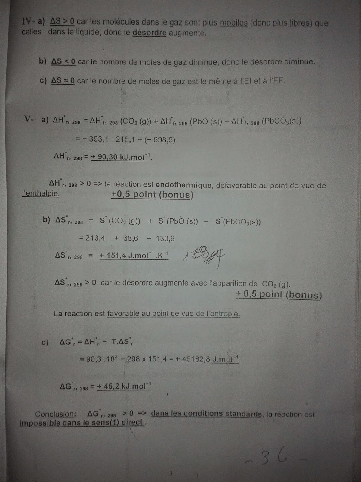 exam thermochimie 2010 smpc s1 faculté science oujda