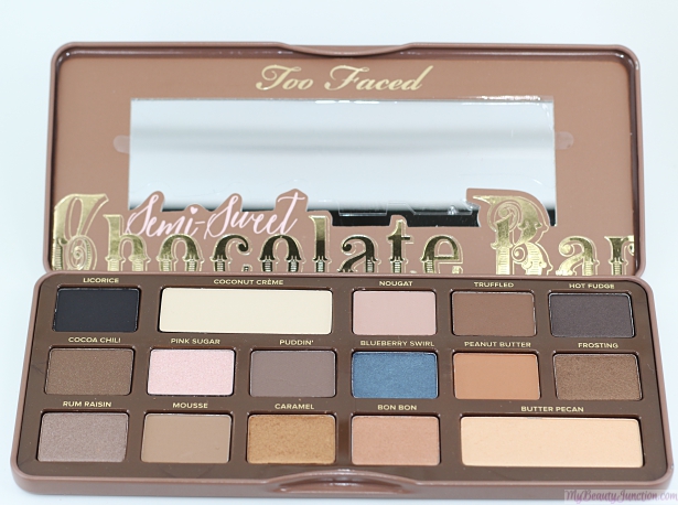 Too Faced Semi-Sweet Chocolate Bar eye palette review, swatches vs original