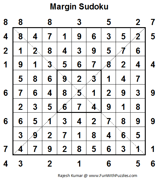 Margin Sudoku (Fun With Sudoku #26) Solution
