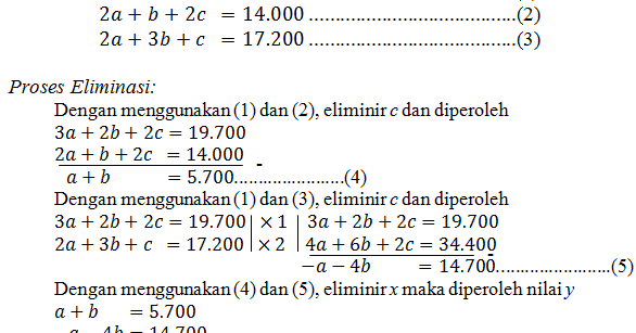 Contoh Soal Persamaan Linear Tiga Variabel