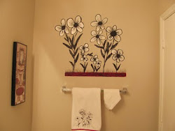 wall bathroom flowers paint painting canvas
