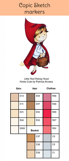 Copic color chart for little red riding hood stamp