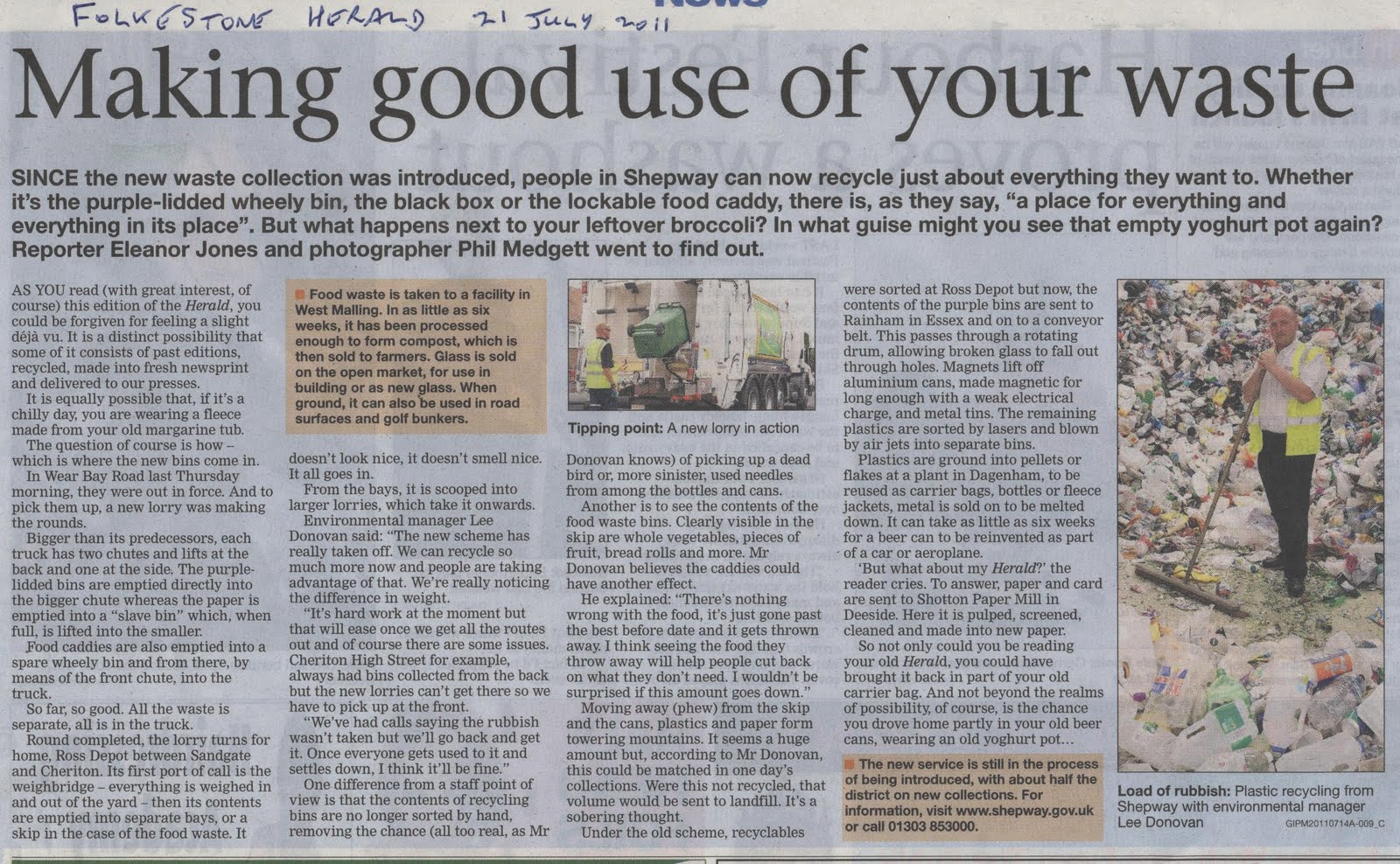 Sellindge and District Residents Association General waste article