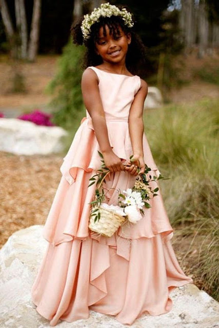 A-line/Princess Layers Flower Girl Dresses with Tiered Skirt in Satin Faced Chiffon