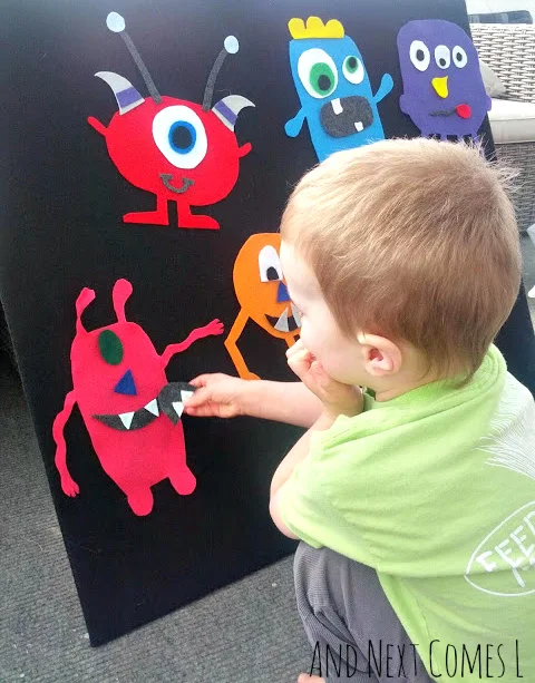 Monster mix and match activity on the felt board