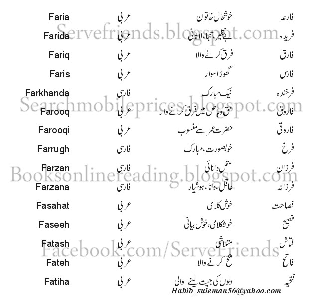 Islamic Names For Boys Starting With F