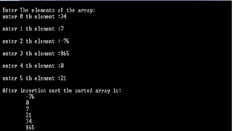 Coding Bca C Program To Perform Insertion Sort