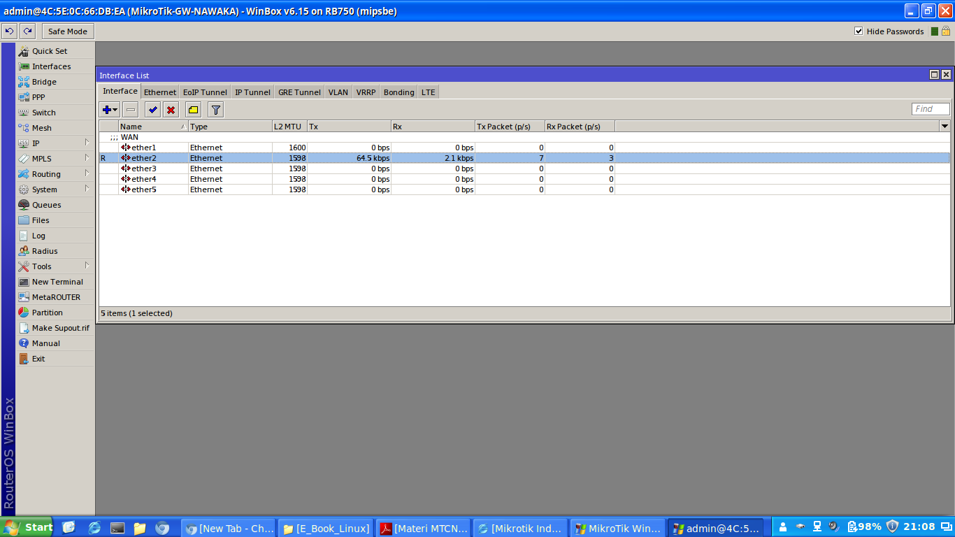 Etc interface. Etc interface